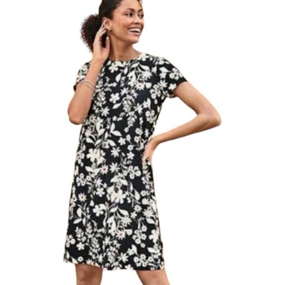 J.Jill Wearever Black&White Floral Shift Dress Sz.XL - Picture 2 of 15